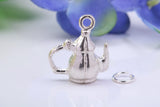 Tea Pot Charm, Traditional Charm, Made from Solid 925 Grade Sterling Silver, Complete with Attachment Link