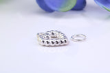 Love Heart Charm, Traditional Charm, Made from Solid 925 Grade Sterling Silver, Complete with Attachment Link