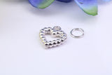 Love Heart Charm, Traditional Charm, Made from Solid 925 Grade Sterling Silver, Complete with Attachment Link
