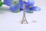 Eiffel Tower Charm, Traditional Charm, Made from Solid 925 Grade Sterling Silver, Complete with Attachment Link