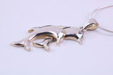 Two Dolphin Necklace, Made from Solid Cast Sterling Silver