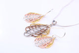 Three Tone Finish Necklace and Earrings, Made from Solid 925 Grade Sterling Silver