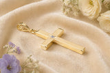 Chunky Diamond set Gold Cross, Made From Solid Cast Yellow Gold, British Hallmarked