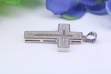 33 mm Long Cubic Zirconia Encrusted Cross Necklace, made from solid Sterling Silver