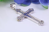 48 mm Long Cubic Zirconia Encrusted Cross Necklace, made from solid Sterling Silver