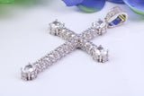 53 mm Long Cubic Zirconia Encrusted Cross Necklace, made from solid Sterling Silver