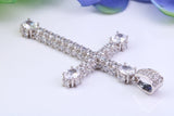 53 mm Long Cubic Zirconia Encrusted Cross Necklace, made from solid Sterling Silver