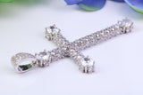 53 mm Long Cubic Zirconia Encrusted Cross Necklace, made from solid Sterling Silver
