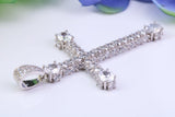 53 mm Long Cubic Zirconia Encrusted Cross Necklace, made from solid Sterling Silver