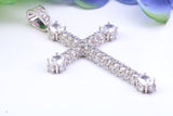 53 mm Long Cubic Zirconia Encrusted Cross Necklace, made from solid Sterling Silver