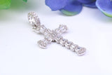35 mm Long Cubic Zirconia Encrusted Cross Necklace, made from solid Sterling Silver