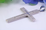 50 mm Long Cubic Zirconia Encrusted Cross Necklace, made from solid Sterling Silver