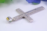 50 mm Long Cubic Zirconia Encrusted Cross Necklace, made from solid Sterling Silver