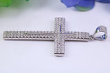 50 mm Long Cubic Zirconia Encrusted Cross Necklace, made from solid Sterling Silver