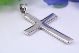 50 mm Long Cubic Zirconia Encrusted Cross Necklace, made from solid Sterling Silver