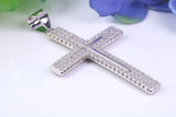 50 mm Long Cubic Zirconia Encrusted Cross Necklace, made from solid Sterling Silver