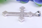 48 mm Long Cubic Zirconia Encrusted Cross Necklace, made from solid Sterling Silver