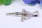 45 mm Long Cubic Zirconia Encrusted Crucifix Necklace, made from solid Sterling Silver