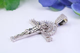45 mm Long Cubic Zirconia Encrusted Crucifix Necklace, made from solid Sterling Silver