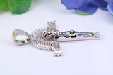 45 mm Long Cubic Zirconia Encrusted Crucifix Necklace, made from solid Sterling Silver