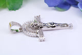 45 mm Long Cubic Zirconia Encrusted Crucifix Necklace, made from solid Sterling Silver