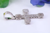 48 mm Long Cubic Zirconia Encrusted Cross Necklace, made from solid Sterling Silver