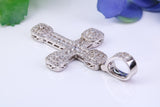 48 mm Long Cubic Zirconia Encrusted Cross Necklace, made from solid Sterling Silver