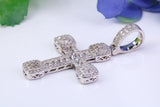 48 mm Long Cubic Zirconia Encrusted Cross Necklace, made from solid Sterling Silver