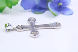48 mm Long Cubic Zirconia Encrusted Cross Necklace, made from solid Sterling Silver