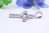 48 mm Long Cubic Zirconia Encrusted Cross Necklace, made from solid Sterling Silver