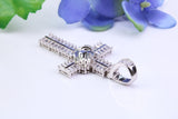 48 mm Long Cubic Zirconia Encrusted Cross Necklace, made from solid Sterling Silver