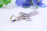48 mm Long Cubic Zirconia Encrusted Cross Necklace, made from solid Sterling Silver