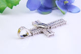 48 mm Long Cubic Zirconia Encrusted Cross Necklace, made from solid Sterling Silver