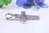 48 mm Long Cubic Zirconia Encrusted Cross Necklace, made from solid Sterling Silver