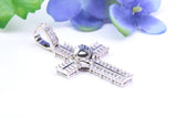 48 mm Long Cubic Zirconia Encrusted Cross Necklace, made from solid Sterling Silver