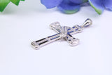 37 mm Long Cubic Zirconia Encrusted Cross Necklace, made from solid Sterling Silver