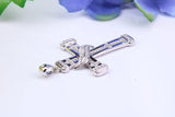 37 mm Long Cubic Zirconia Encrusted Cross Necklace, made from solid Sterling Silver