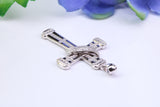 37 mm Long Cubic Zirconia Encrusted Cross Necklace, made from solid Sterling Silver