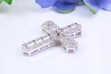 Chunky 37 mm Long Cubic Zirconia Encrusted Cross Necklace, made from solid Sterling Silver
