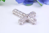 Chunky 37 mm Long Cubic Zirconia Encrusted Cross Necklace, made from solid Sterling Silver