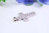 30 mm Long Cubic Zirconia Encrusted Cross Necklace, made from solid Sterling Silver