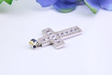 30 mm Long Cubic Zirconia Encrusted Cross Necklace, made from solid Sterling Silver