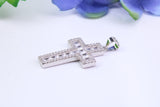 30 mm Long Cubic Zirconia Encrusted Cross Necklace, made from solid Sterling Silver