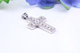 30 mm Long Cubic Zirconia Encrusted Cross Necklace, made from solid Sterling Silver