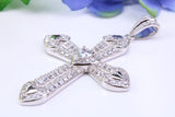 54 mm Long Cubic Zirconia Encrusted Cross Necklace, made from solid Sterling Silver