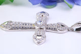 54 mm Long Cubic Zirconia Encrusted Cross Necklace, made from solid Sterling Silver