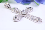 54 mm Long Cubic Zirconia Encrusted Cross Necklace, made from solid Sterling Silver