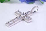 54 mm Long Cubic Zirconia Encrusted Cross Necklace, made from solid Sterling Silver