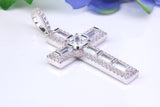 54 mm Long Cubic Zirconia Encrusted Cross Necklace, made from solid Sterling Silver