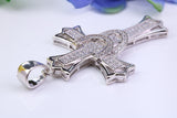 58 mm Long Cubic Zirconia Encrusted Cross Necklace, made from solid Sterling Silver